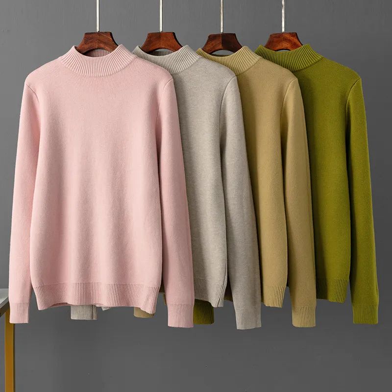 Cross-Border Autumn and Winter New Foreign Trade Half-high Collar Wool Fleece-lined Top Thick