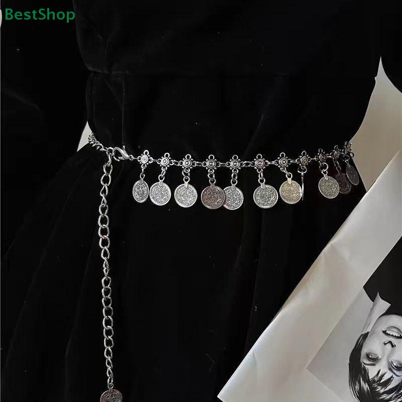 Retro-exotischer Charme: Taillenkette mit Metallmünzen für Damen, ideal für Bauchtanz im europäischen und amerikanischen Stil. Sexy Körperkette als Accessoire für Kleider und Kleider.