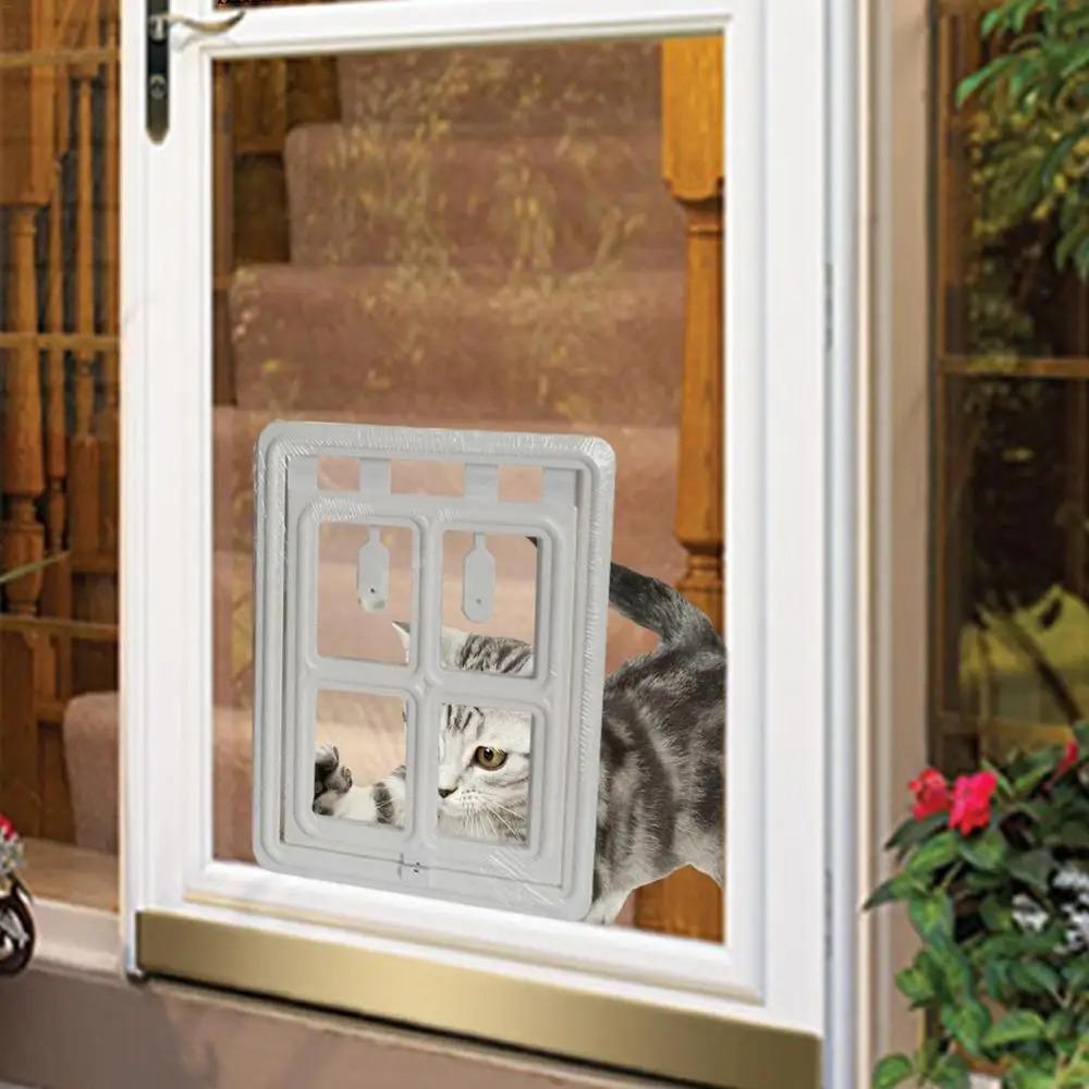 Mosquito Proof Security Flap Gate Plastic Sliding Door Screen Cat Door Hole  For Small Medium Pets