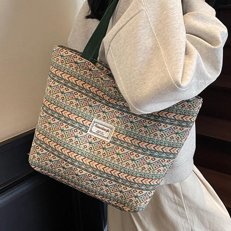 Large-capacity Ethnic-style Bag, Women's Fashionable Tote Bag, Student Single-shoulder Class Commuting Bag