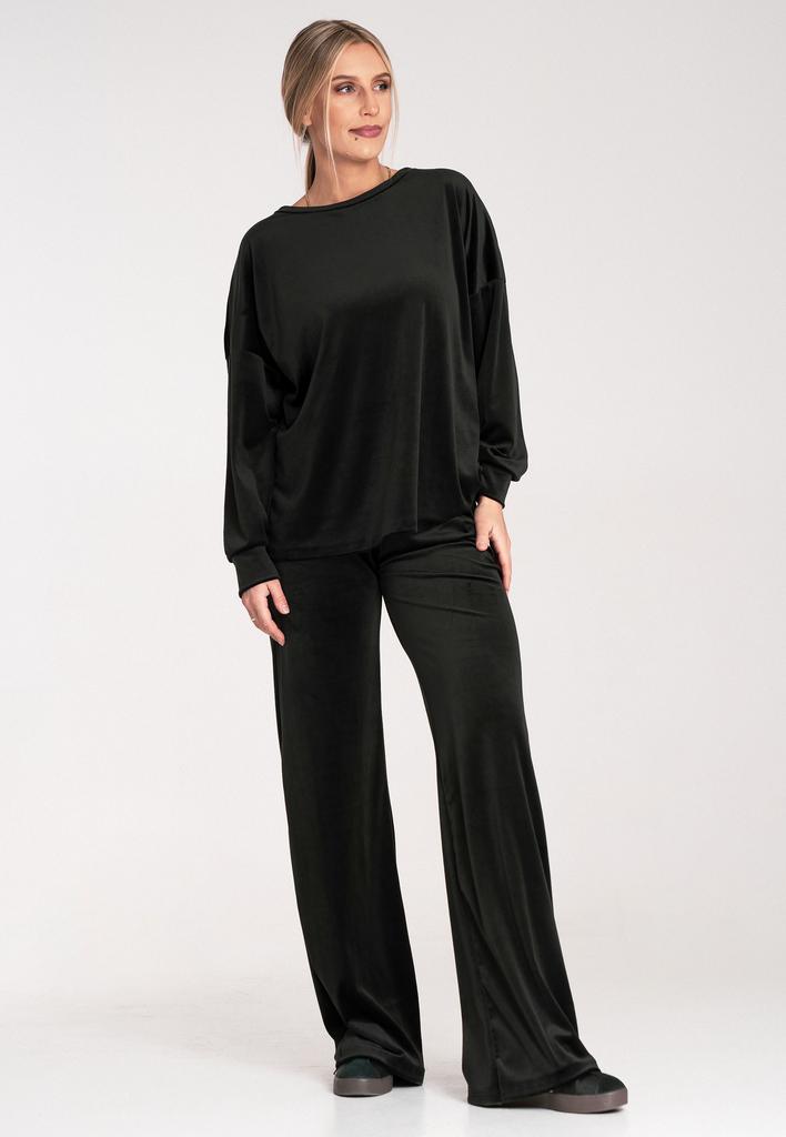 Dres Welurowy Damski - Komplet Welurowy Damski - Czarny Dres M1100 Rozmiar S/M