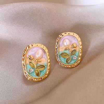 1 Stück Monet Garden Barock leichte Luxus High-End Temperament einzigartige Ohrringe für Frauen