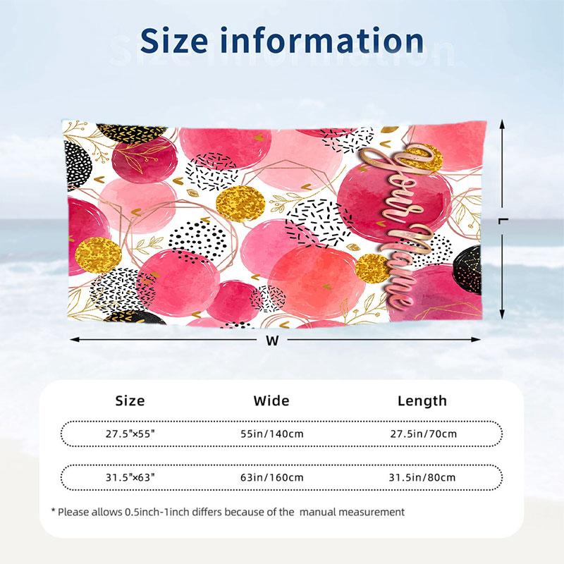 Abstract Nature Landscape Theme Quick Dry Beach Towel Custom Name Text Print Large Sand Resistant Towel Beach Vacation