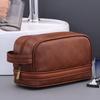 Pánská cestovní toaletní taška z umělé kůže, vodotěsný organizér na toaletní potřeby s boční rukojetí, přihrádkou na mokré věci, taška pro uložení holicích potřeb