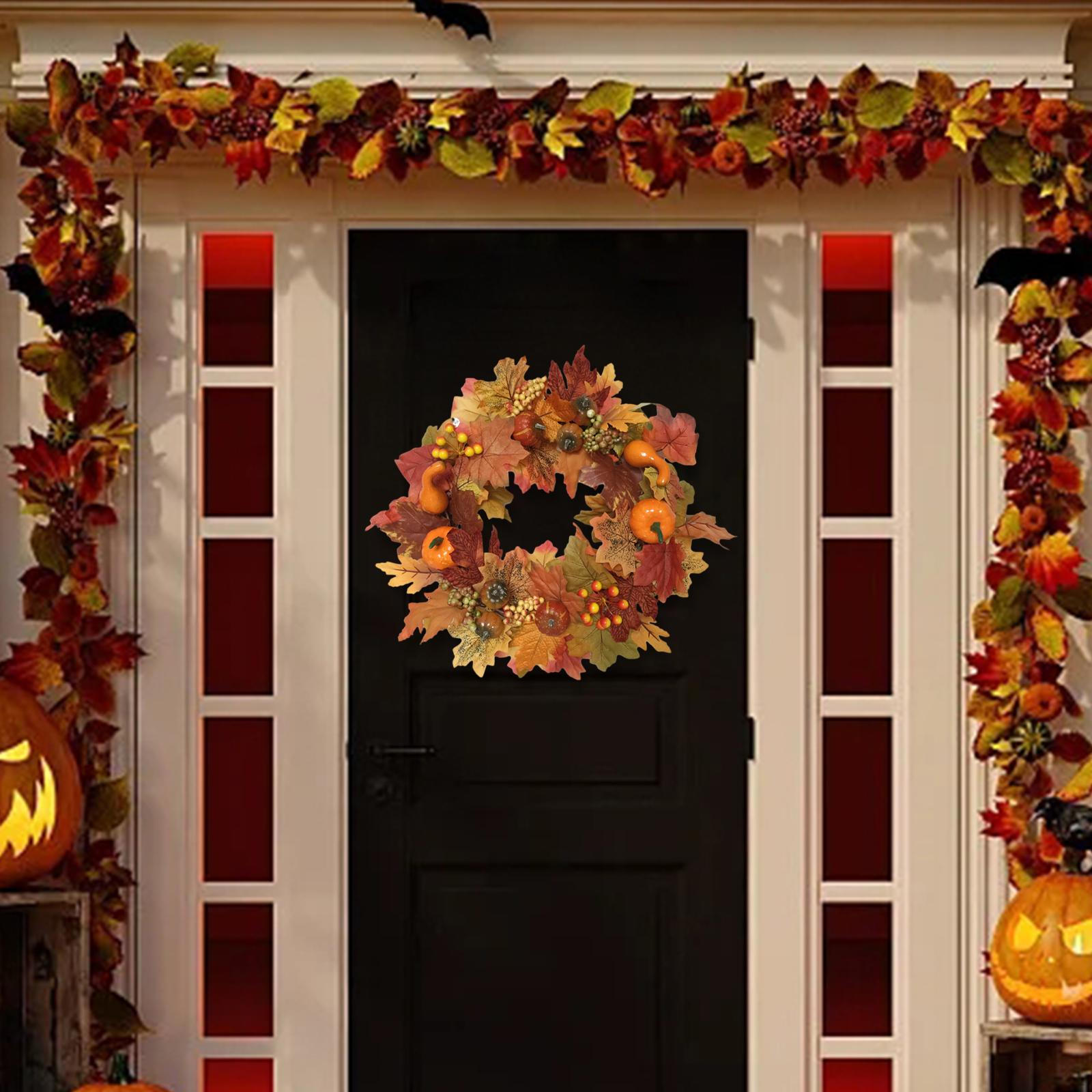 

Harvest Door Wreath Artificial Pumpkins Autumn Festival Atmosphere Photo Props Fall Pumpkin