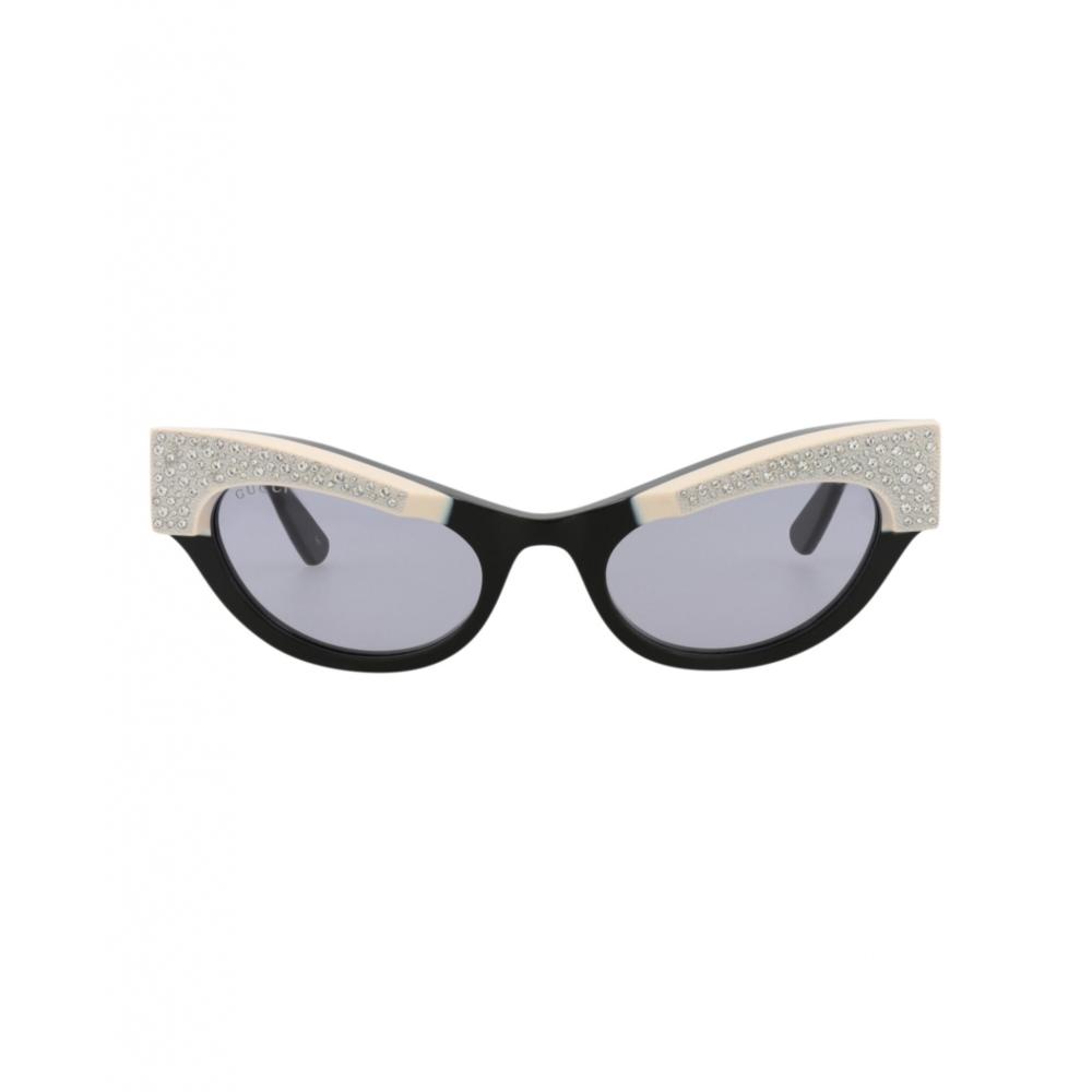 Gucci Cat Eye Frame Acetate Sunglasses Black Black Violet