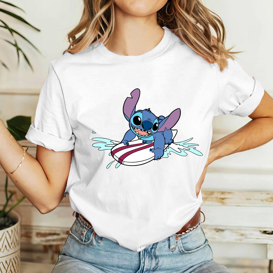 

Harajuku Aesthetic Unisexs Summer Tshirt Street Style Leo and Stitch Family Costume Unisex Casual Trendy Halloween S