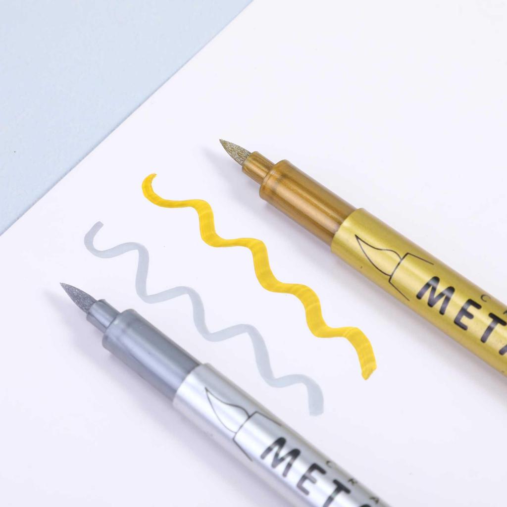 Gold & Silver Metallic Paint Pens - Waterproof, Fade-proof, Soft Tip for Hand-painted Greeting Cards