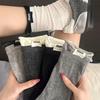 Korean Style Mid-Calf Mesh Socks: Slimming, Solid Color, Ruffle Accent for Spring/Summer