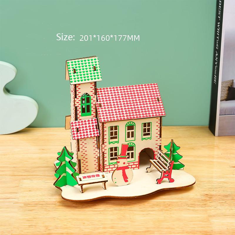 Laser Cutting DIY Houses Villas Building 3D Wooden Puzzle Toy Assembly Model Kits Desk Decoration for Children's Gift