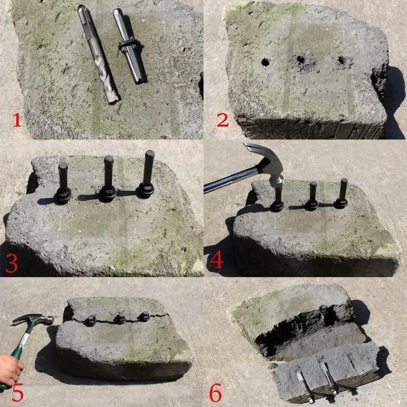 5Pcs Wedge and Feather Shims Heavy Duty Stone Splitting Tools for Concrete Rock Stone Splitter Marble Granite Hand Tools