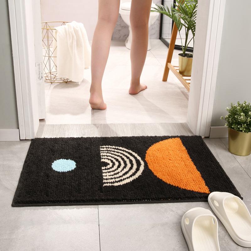Modern Abstract Art Microfiber Bath Mat Flocking Bathroom Rug Decorative Carpet Non-slip Absorbent Shower Door Mat Foot Pad