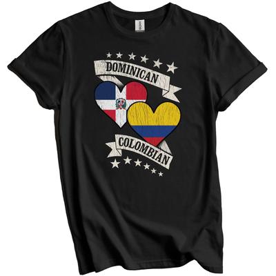 Dominican Colombian Heart Flags Dominican Republic Colombia T-Shirt