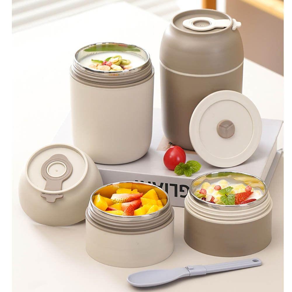 304 Stainless Steel Thermal Lunch Box Spoon with Lid Insulation Bucket Warmer Soup Cup  Students