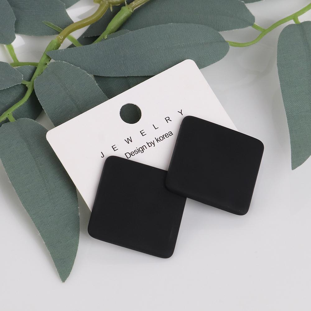 Trendy Korean Red White Black Pink Stud Earrings For Women Girl Geometric Big Square Round Acrylic Earrings Fashion Jewelry Gift