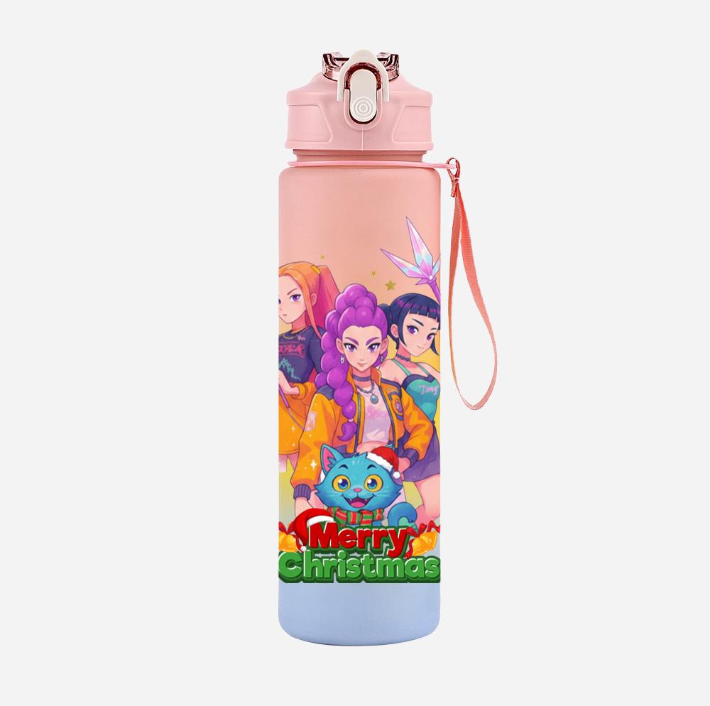 Bottiglia d'Acqua K-Pop Cacciatori di Demoni Stampata per Natale da 750 ml Tazza Grande Capacità Tazza da Acqua Portatile per Bambini Sport all'Aperto Regalo per Bambino