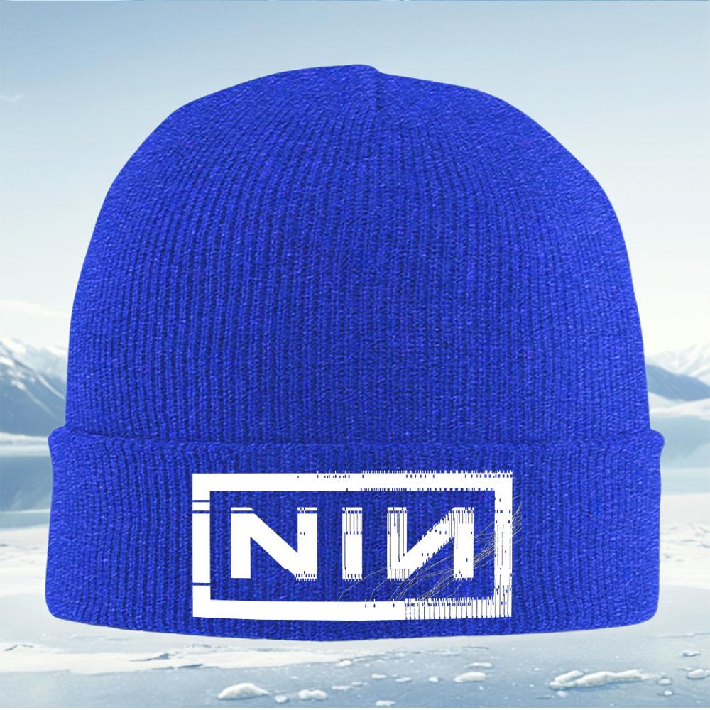 NIN Logo White Frame Bars Men Women Unisex Knitted Hat Beanie Pullover Cap Winter Thermal Warm Christmas Outdoor Cycling Hiking