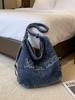 2026 Summer Women's Retro Denim Tote Bag - Large Capacity Casual Shoulder Bag for Students