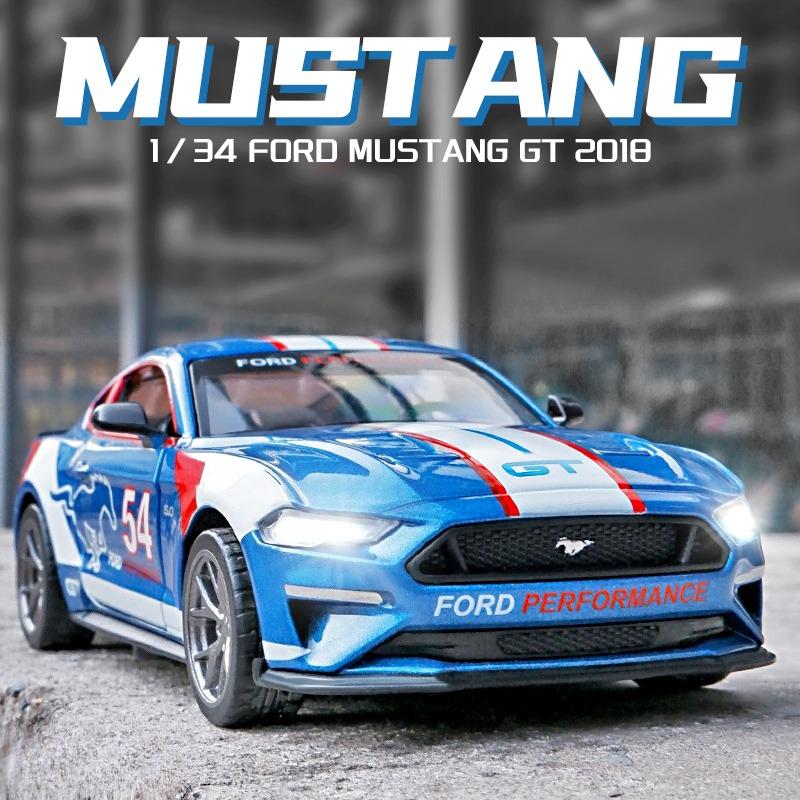 CCA Genuine Licensed 1/34 Scale Ford Mustang GT2018 Alloy Car Model Sound Light Pullback Diecast Metal Toy Vehicles Boy Gift