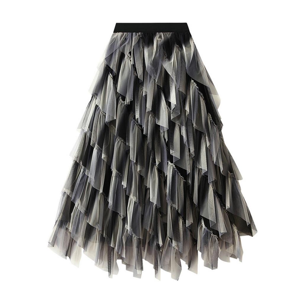 Women's Skirt Fashionable Drapey Mesh Large Hem Mid-Length Skirt Masquerade Costumes