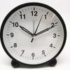 Round Alarm Clock Study Desk Alarm Clock Pointer Type Quartz Clock Bedside Table Clock Silent Metal Seat Clock