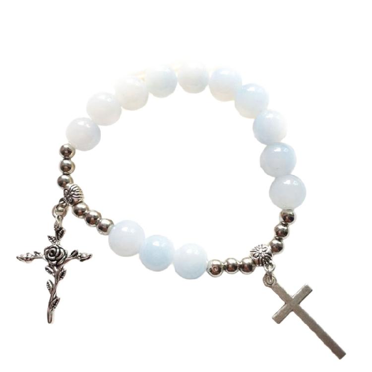 Adjustable Crosses Charm Beads Bracelets Fashionable Religious Jewelry for Men and Women