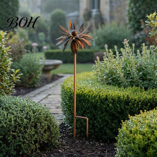 Robustes Eisen Gartenspeer Vintage Rostiges Kornblumen Bodenpfahl, 24 Zoll Metall Künstlerische Drahtkunst Rostbeständige Dekoration, Rustikale Skulpturen für Rasen und Garten