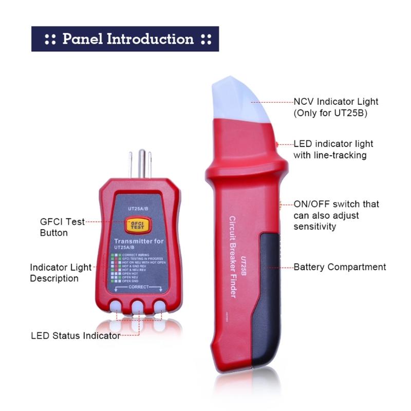 AC90-120V Circuit Breaker Finder Tracer Tool Set with Electrical Integrated GFCI Outlet Socket Tester Beeper Indication