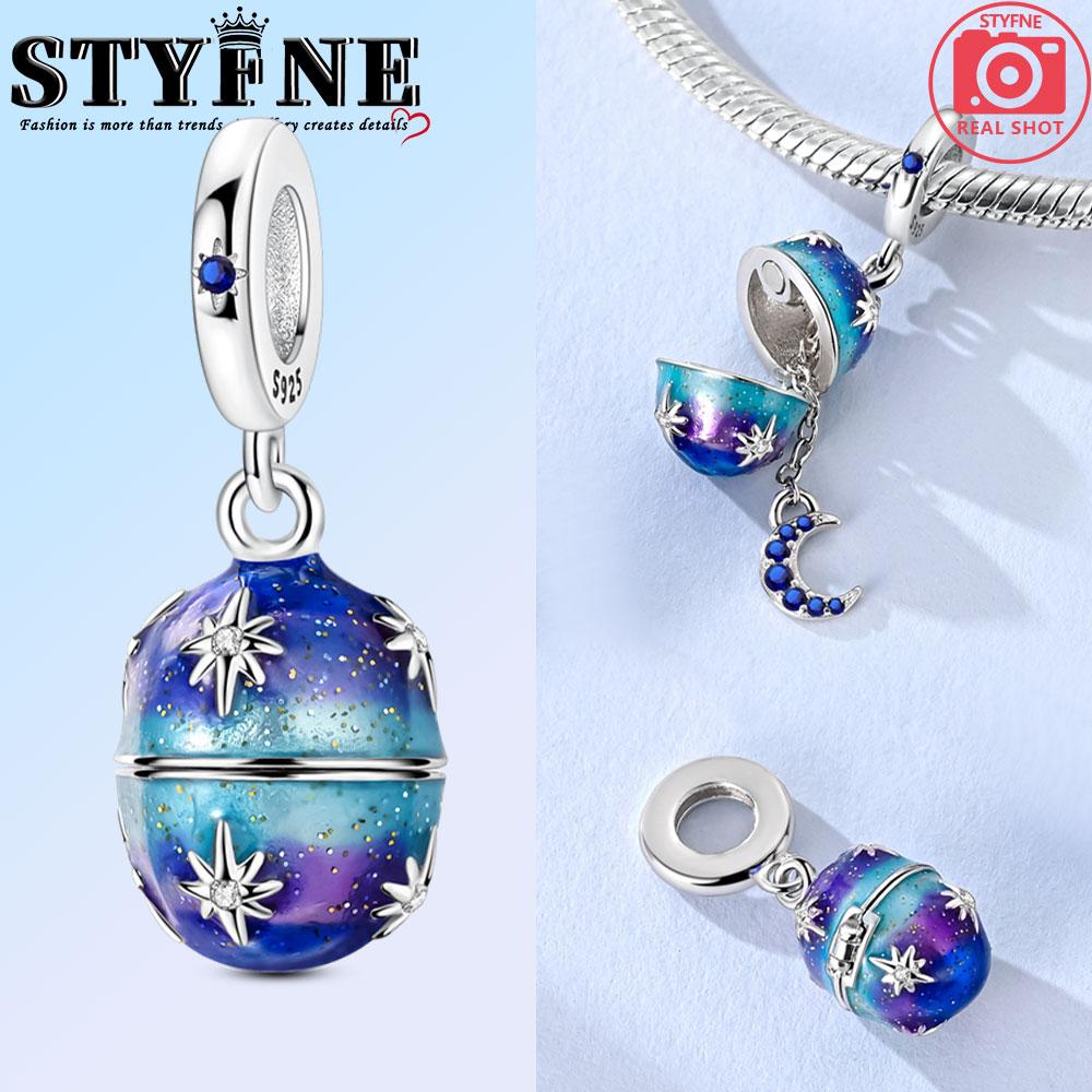 Kupfer Blaue Sternform Oster Buntes Ei Anhänger Perlen Anhänger Perlen Anhänger Kompatibel Mit Authentischen Armbändern für Damen Schmuck Party Do It Yourself