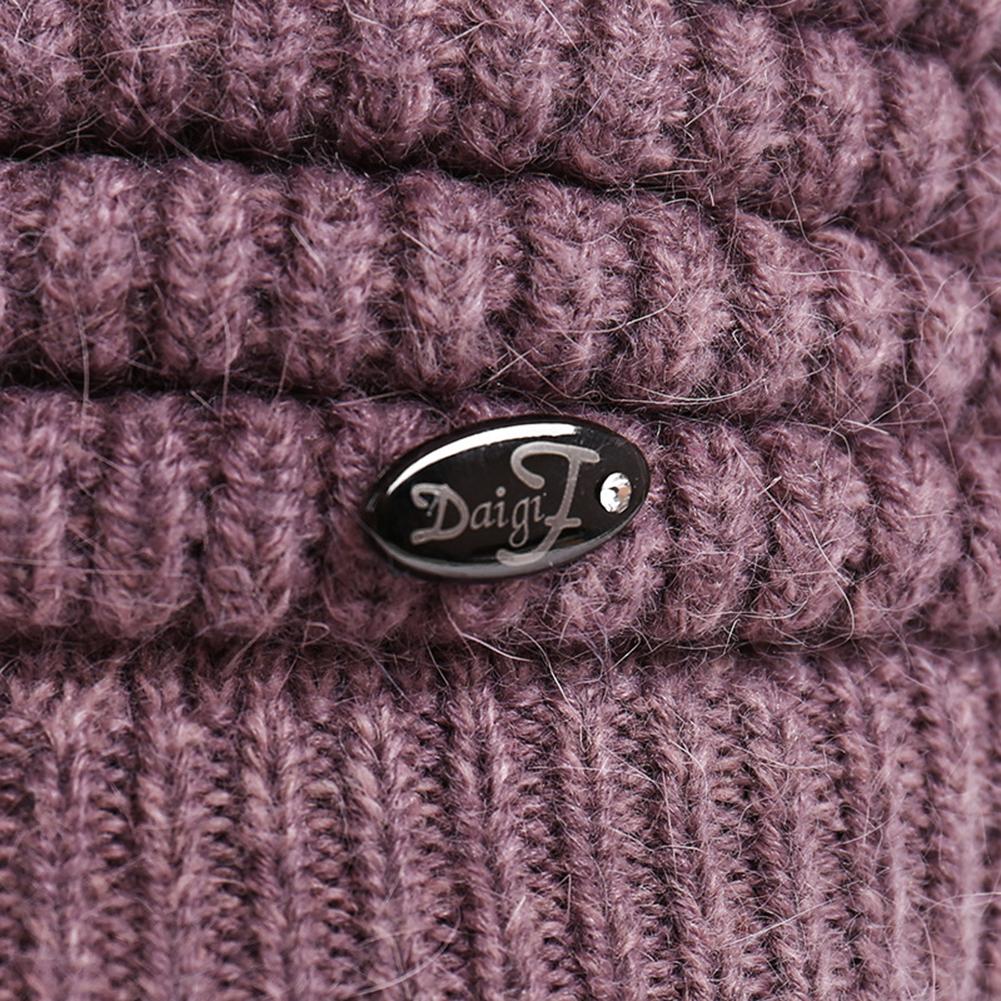 Women Winter Fleeced Warm Cap Beanies Knitted Peaked Hat