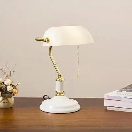 European Modern Antique Style Desk Lamp Hotel Bedside Desk Light Green Banker Book Reading Brass Lamp desk lights