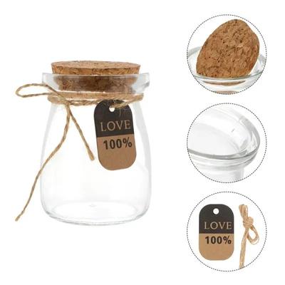 Nouveaux pots à yaourt et pudding de 100 ml Petites bouteilles en verre à vœux Artisanat en liège Petit pot vide Bouchon en liège Récipient souvenir transparent