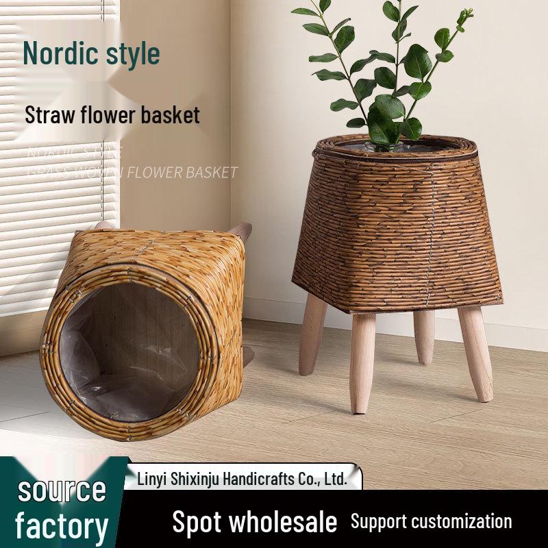 Nordic Rattan Woven Triangle Flower Stand Succulent Holder