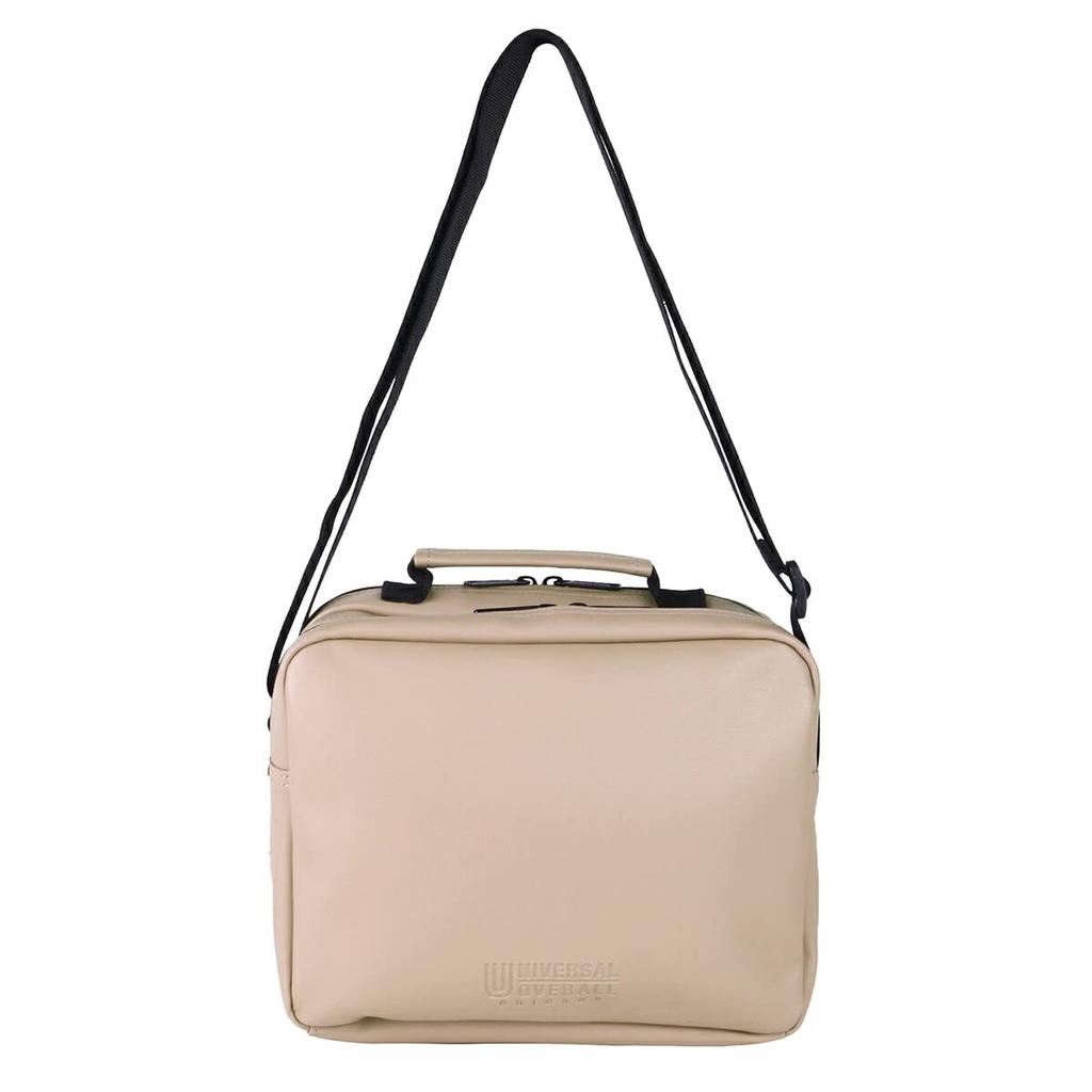Shoulder Bag Large Capacity Box Embossed Logo [Universal Overalls] [Beige]