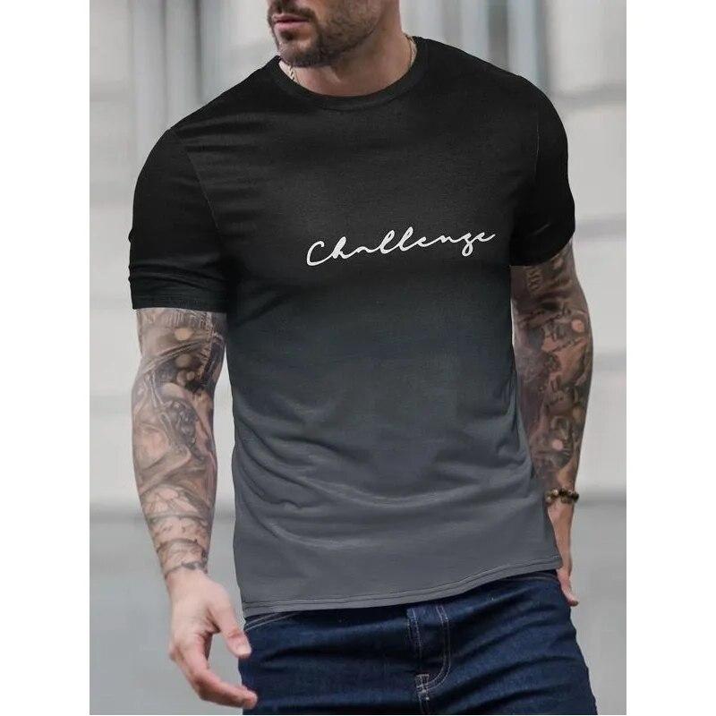 Vintage Men's T-shirt 3D Gradient Print Short Sleeve Tops Summer Casual Street Fashion Shirt Oversized Tee Shirt Men Clothes