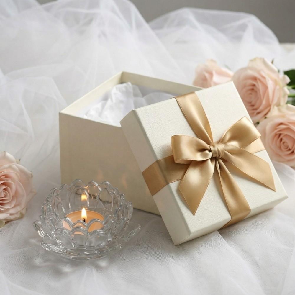 2Pcs Ins Glass Lotus Candle Holder Creative Simple Candles Stand Transparent Candlestick  Home Decor