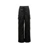 Veromoda Women's Faux Leather Moto Cargo Wide-Leg Pants
