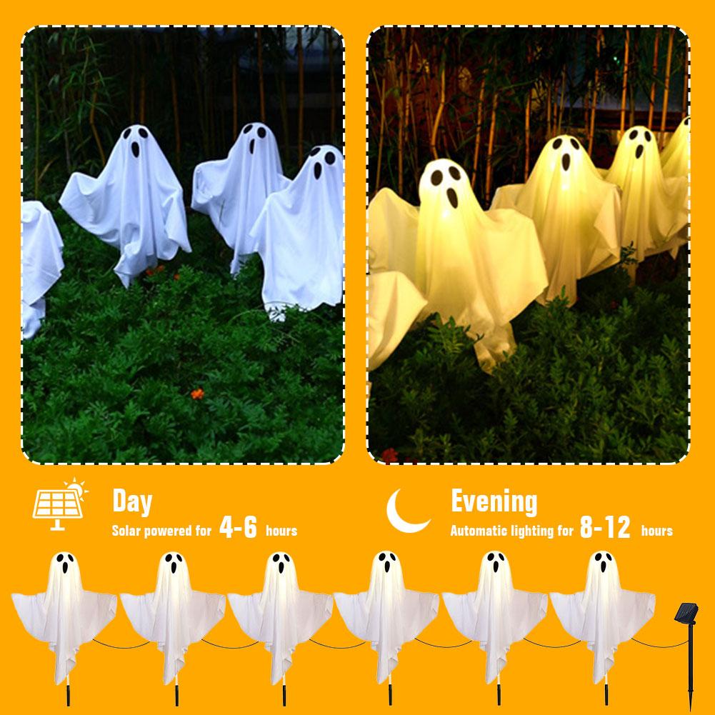 Halloween Ghost Decoration Lantern 8Modes White Cloth Ghost Stake Lights White Flying Ghosts Lantern for Party Yard Lawn Decor