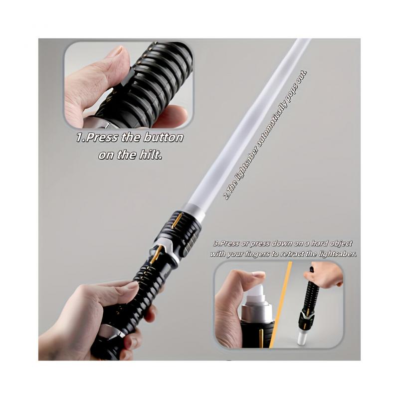 (Green) Extendable & Retractable Lightsaber with Glowing Green Blade, Hilt with Grip & Detachable Blade,Replica for Role