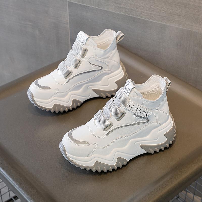 Trend autumn new thick-soled inner height-increasing women's shoes casual sports breathable versatile mesh shoes