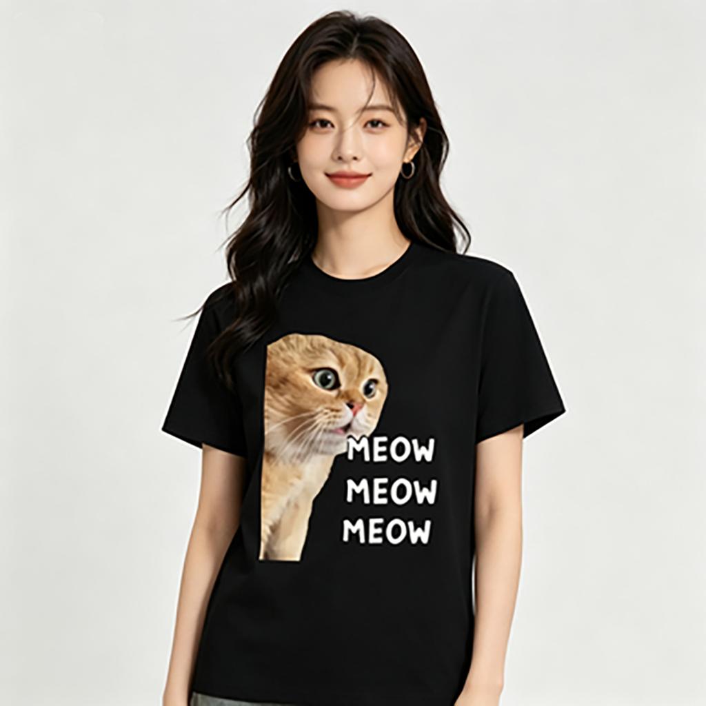 Talking Cat Cute Meme T Shirt For Unisex Fashion Short Sleeve Funny T Shirts Oneck Kawaii Tshirt Tops Graphic T Shirts Y2k Top