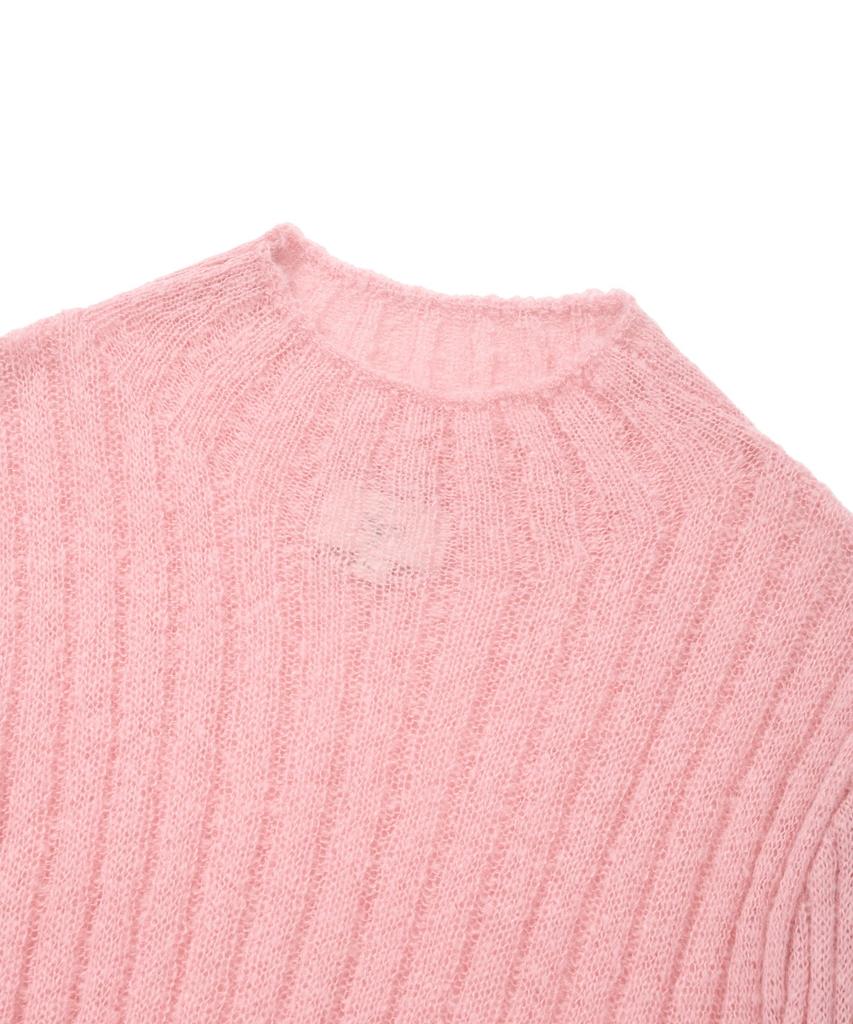 COVERNAT WOMAN Ribbed Turtleneck Knit Light Pink