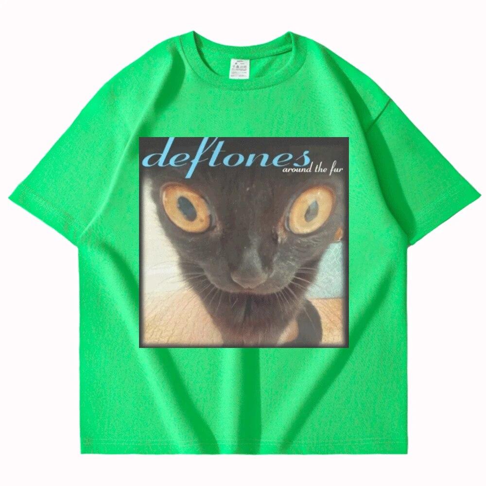 Deftones Around The Fur T-shirt unisex da donna Street Hip-hop Harajuku oversize maniche corte T-shirt in cotone nero alla moda