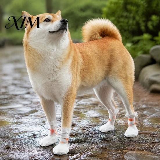 Disposable Foot Covers for Indoor Floor Protection Dog Boots, Waterproof Pet Paw Covers, Non-woven Fabric Footwear Muddy Roads Protectors Small