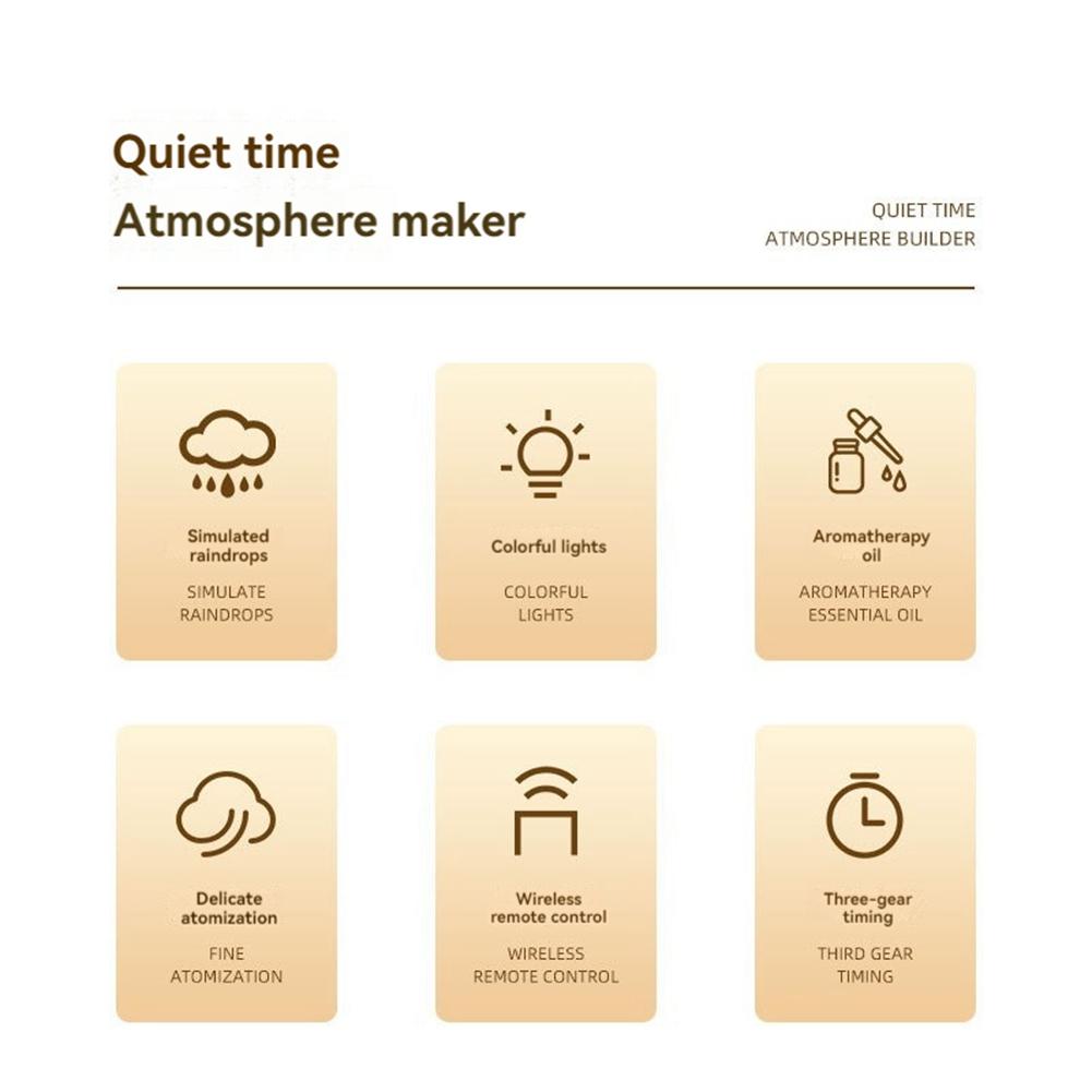 A60P Raindrop Humidifier For Bedroom Large Room Air Humidifiers & Aromatherapy Diffuser Quiet Humidifier With Light