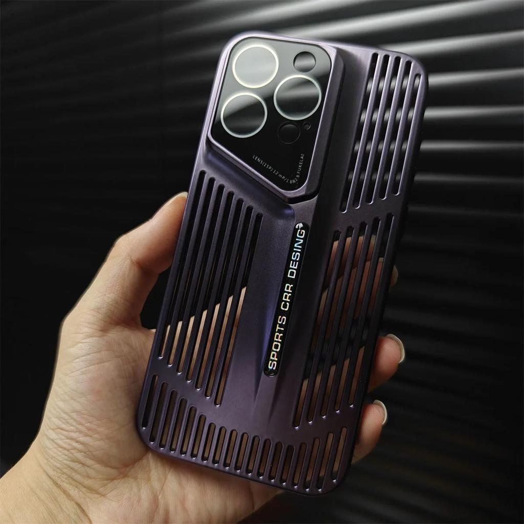 Matný tenký kryt s plnou ochranou objektivu pro iPhone 16 15 14 13 12 Pro Max Plus, módní dutý kryt s odvodem tepla z PC