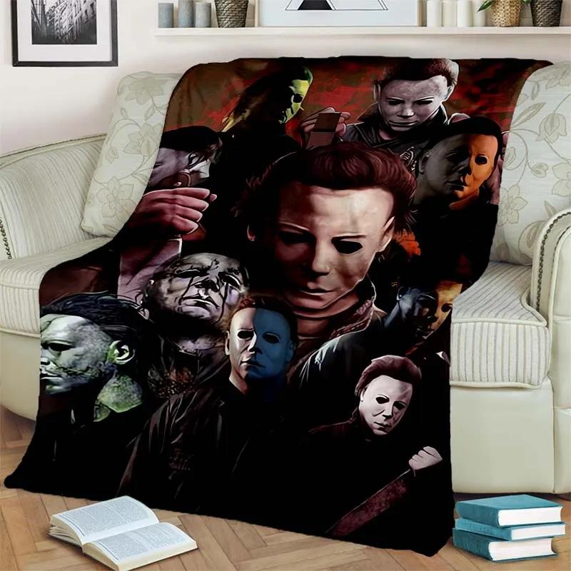 HD Horror Movie Game Halloween Gift Blanket Michael Myers Sofa Bed Decor Warm Flannel for Outdoor Picnic Car
