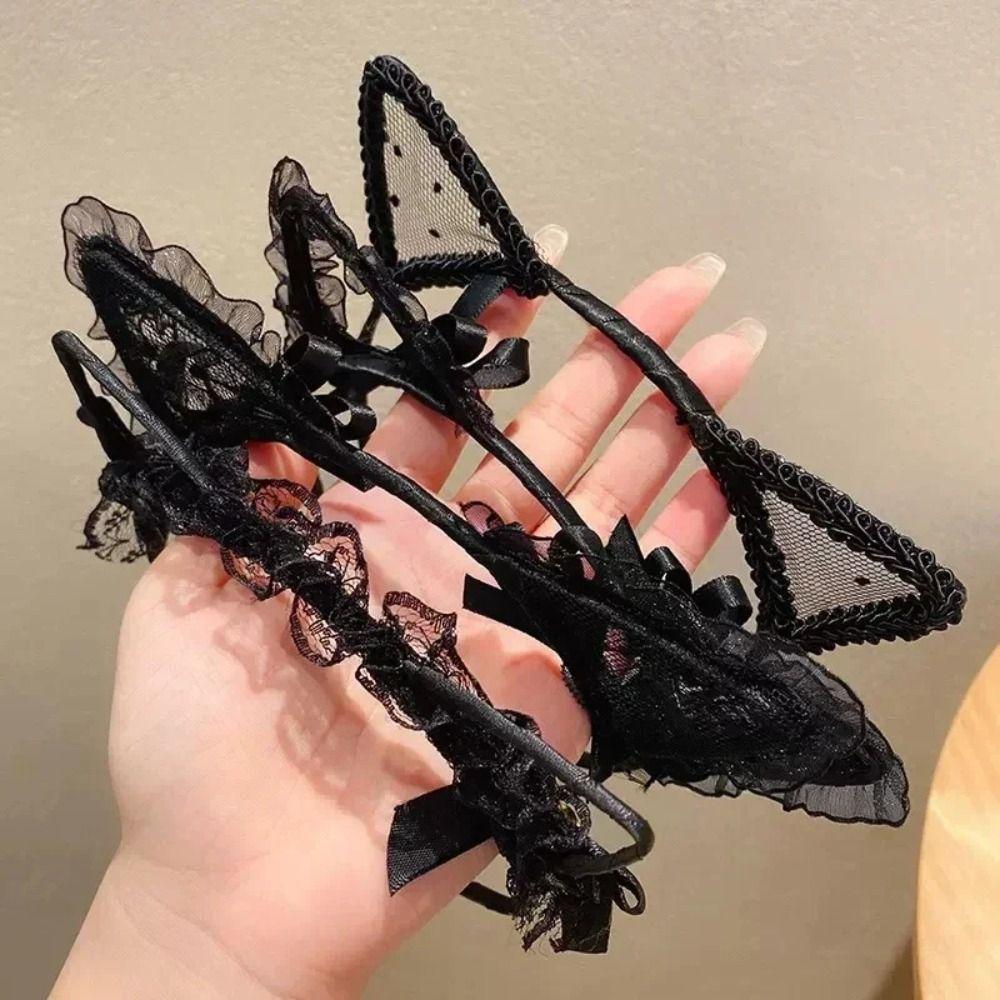 Bow Cat EarsHairband Head Bezel Hair Band Cute Lace Headband Lady