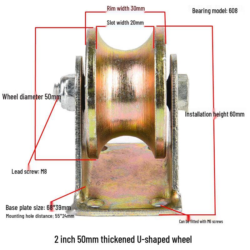 V, U, and H-Type Track Pulleys: Sliding Door V-Groove Wheels with Bracket