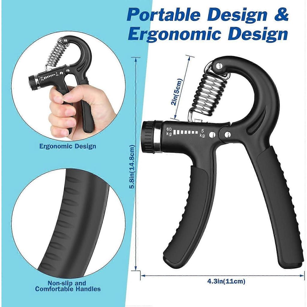 5-Piece Hand Grip Training Set  Adjustable Gripper (11-132 Lbs/5-60kg) | Forearm Strength Trainer & Hand Exerciser for Muscle Building, Post-Injury Re
